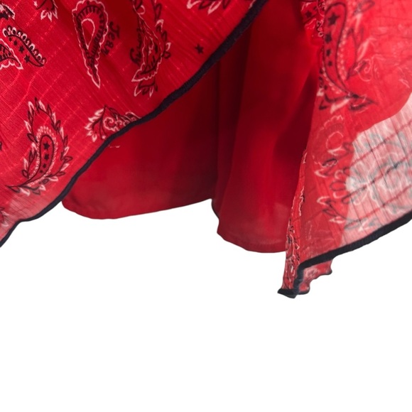 TOMMYJEANS HILFIGER Red Bandana Sheer Lightweight Short Sleeve Dress Size Small - Picture 5 of 13